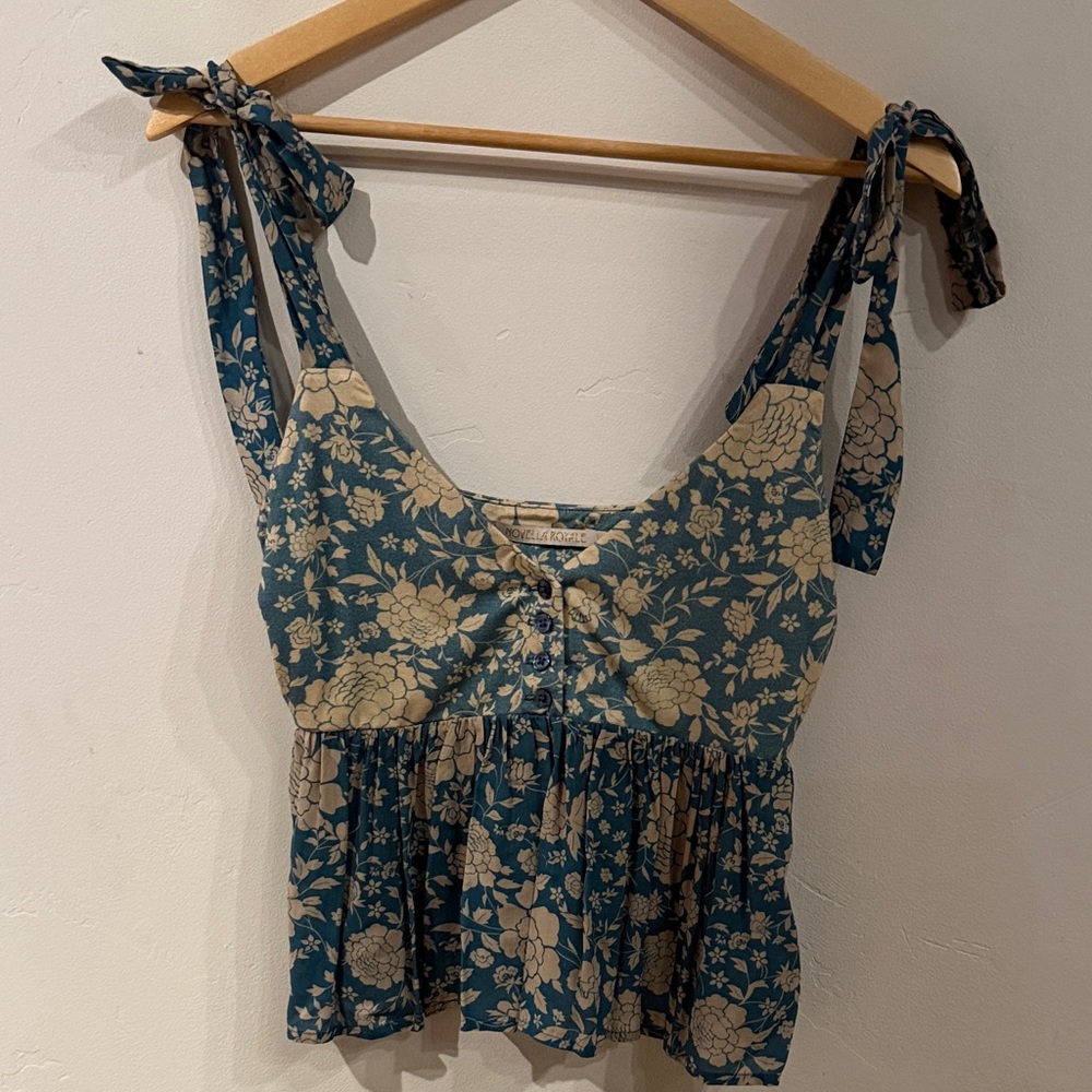 Novella Royale Blue and Cream Floral Blouse